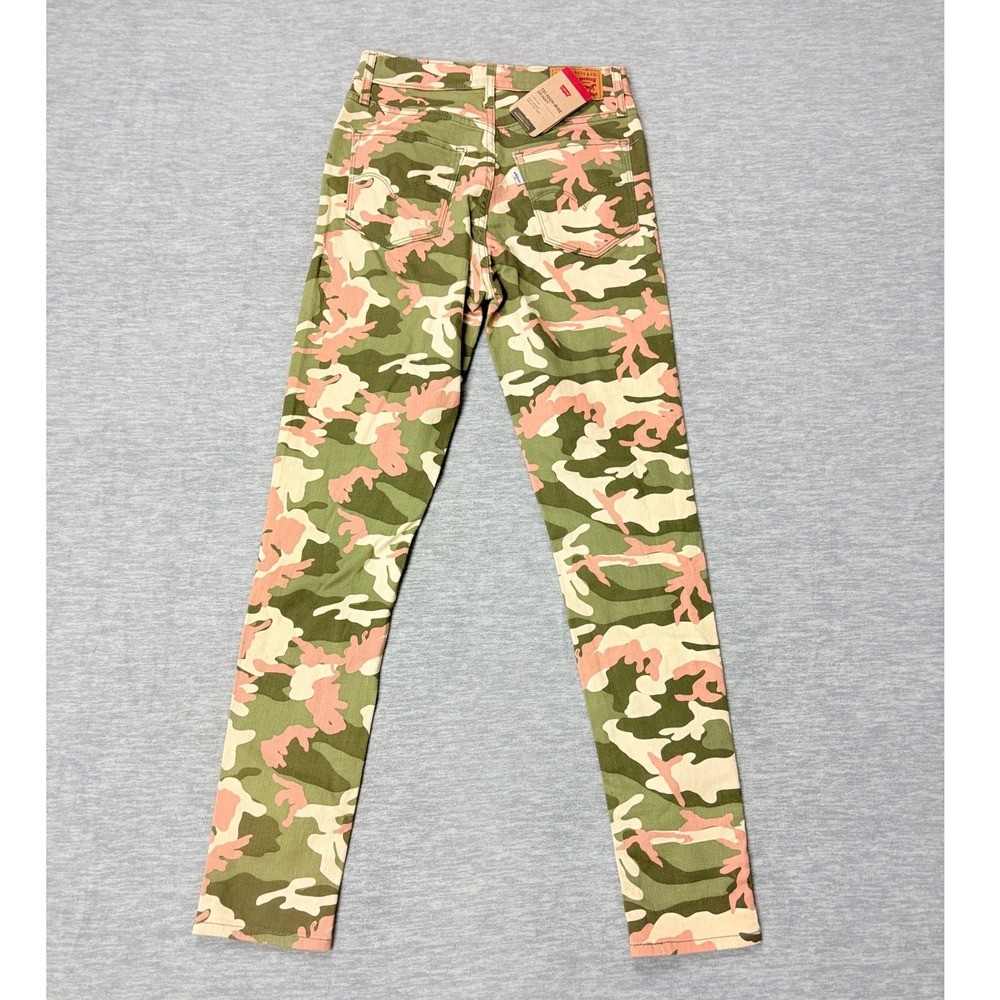 Levis 721 High Rise Skinny Jeans Womens 28 Pink Green Camo Camouflage Denim - Picture 8 of 15